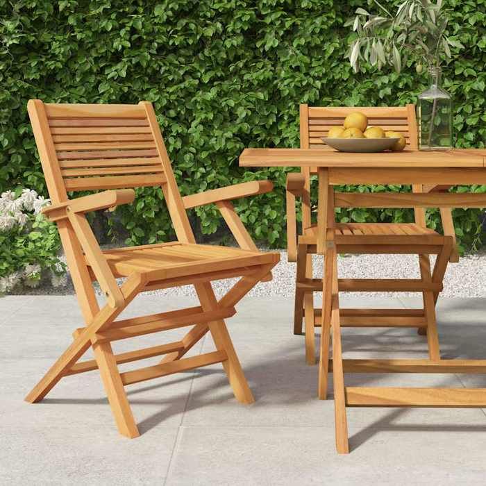 VidaXL Folding Garden Chairs 2 Pcs 55x62x90 Cm Solid Teak Wood 362762