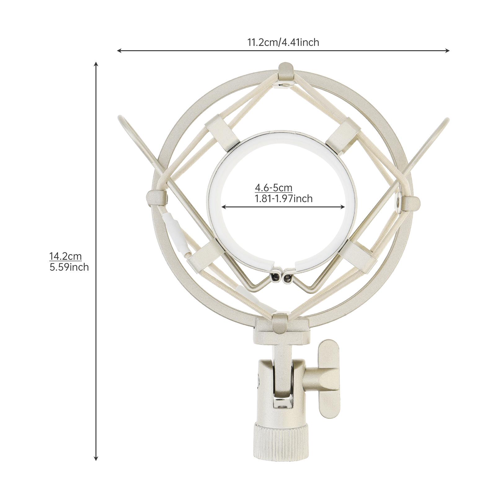 

Anti Vibration Suspension Microphone Shock Mount Universal 46-50mm Diameter Condenser Mic Includes Screw Adapter Elastic Band Studio Recording