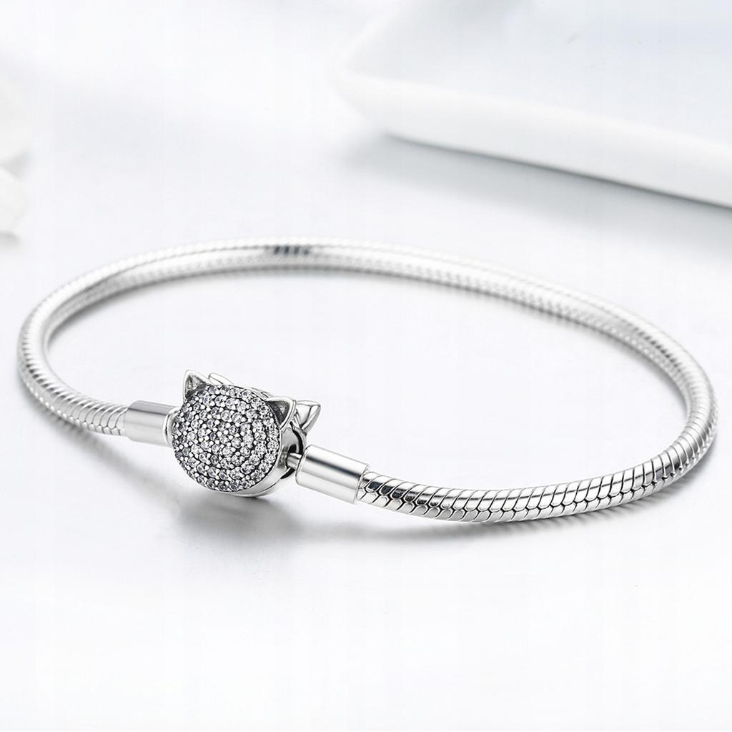 Pandora-style Modular Bracelet Cat Pave 21 Cm