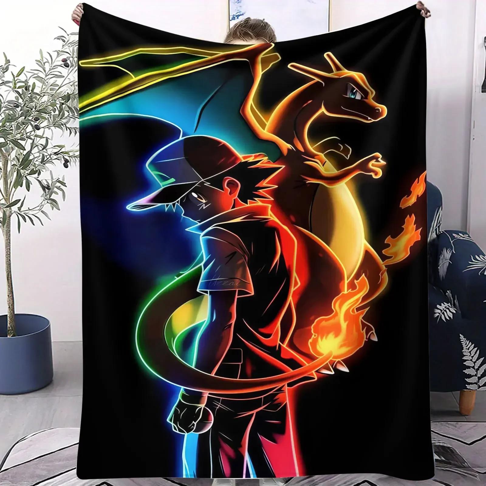 

Pokemon Starter Pokemon Scenic Flannel Blanket Cartoon Anime Soft Warm Plush Throw Sofa Bed Couch Cover Camping Travel Fans Gift 100x150cm