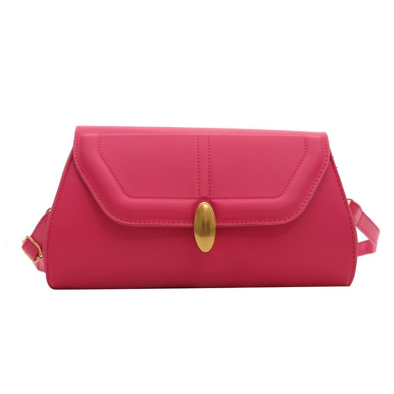 Street Style Trendy Pu Material Cross-border Bags Spring 2024 Popular Lock Buckle Single Shoulder Crossbody Bag розовый