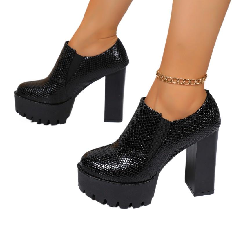 New Quare Toe Black Matte PU Women Ankle Boots Double Platform Side Zipper Chunky High Heels Fashion Booties 36