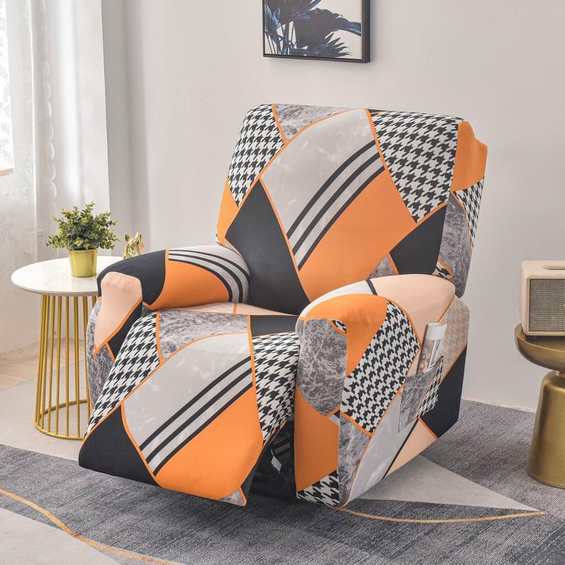 4-Piece Recliner Chair Cover Stretch Chair Cover for Recliner Chair Slipcover for Living Room Recliner Protector with Pocket