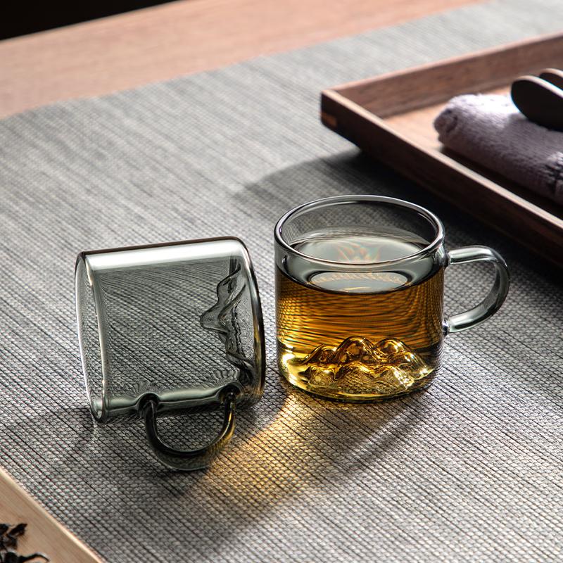 GIANXI High Borosilicate Glass Cup Thickened High Temperature Bottom Guanshan Design With Handle Small Tea Cup Kung Fu Tea Set