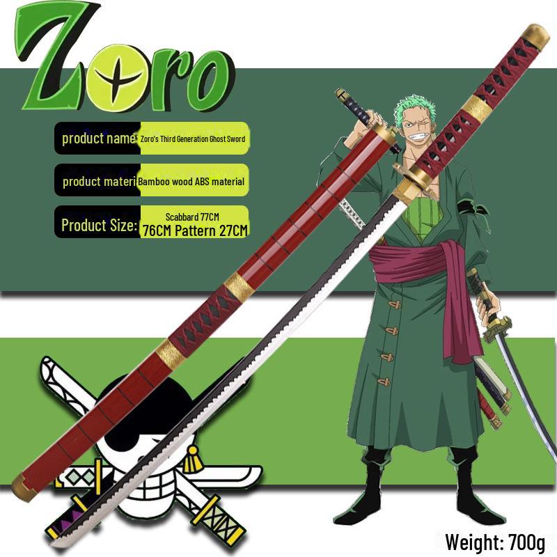 One Piece Zoro Cosplay Wooden Swords: Shusui, Sandai Kitetsu, Yubashiri, 104CM Décor