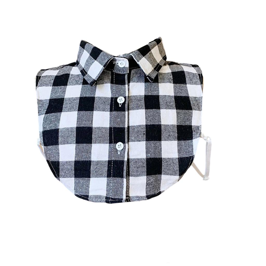 Detachable Plaid Shirt Collar Fake Collar Button Down Half Shirt Adjustable Strap Unisex Classic Pattern Accessory for Sweater Jacket Coat