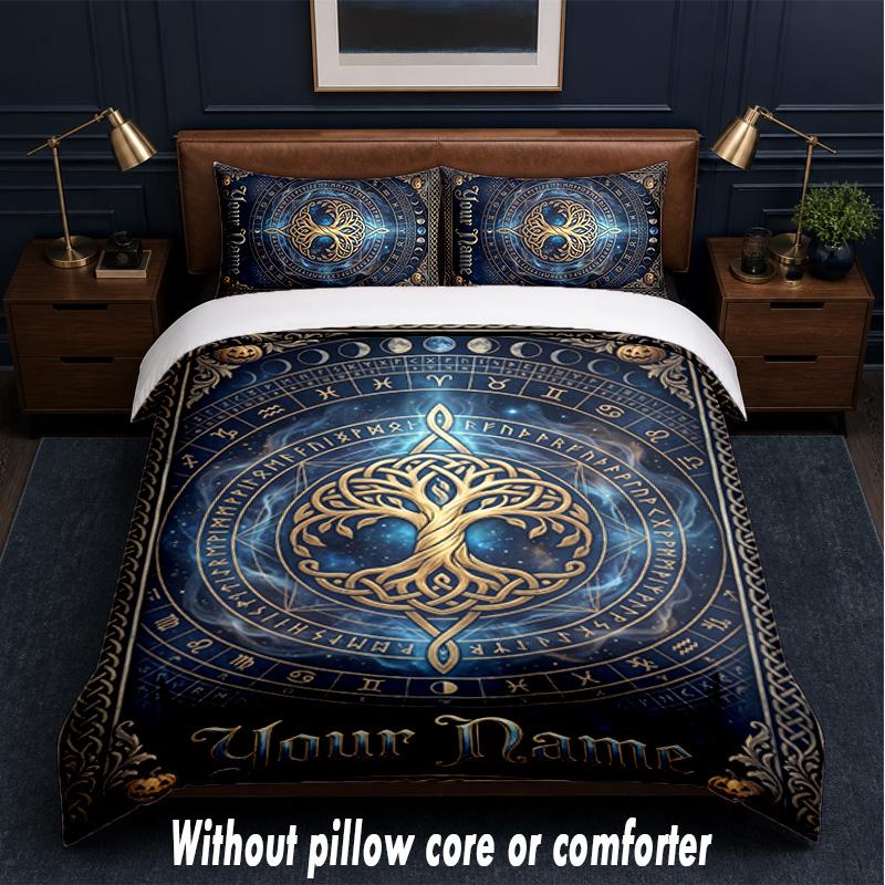 Witchcraft Theme Custom Text Or Name 3Pcs Bedding Set,1 Flat Sheet & 2 Pillowcases Personalized Home Bedding