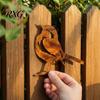 Rustic Metal Bird Figure Distressed Figurine, Rusty Silhouette Ornaments, Retro Outdoor Decorative Statue Yard Art for Patio Lawn Farmhouse