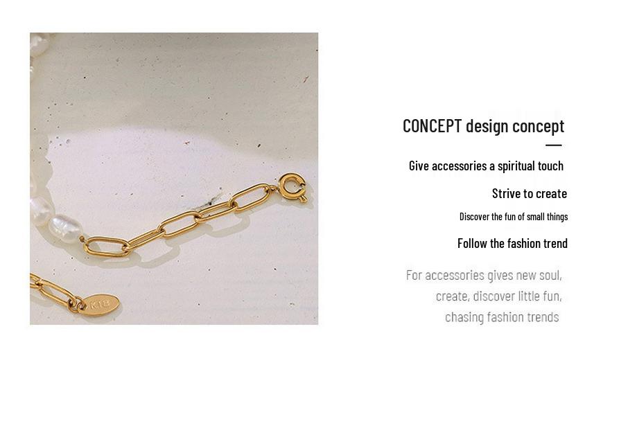 18K Gold-Plated Titanium Necklace with Freshwater Pearl Splice