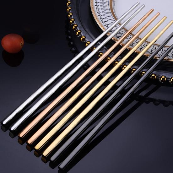 1 Pair Reusable Rainbow Portable Stainless Steel Dining Chopsticks Kitchen Tool