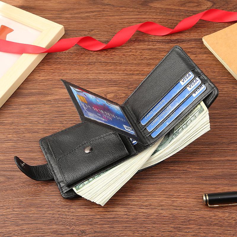 Men's PU Leather Zipper Buckle Short Wallet Coin Purse - New Style