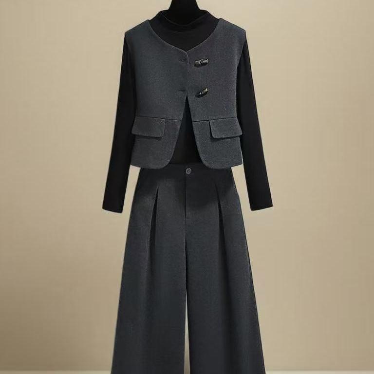

Wool Vest 3-Piece Suit Set for Women: Spring & Autumn 2026 Collection - Chic and High-End Professional Style M (45-52 kg)