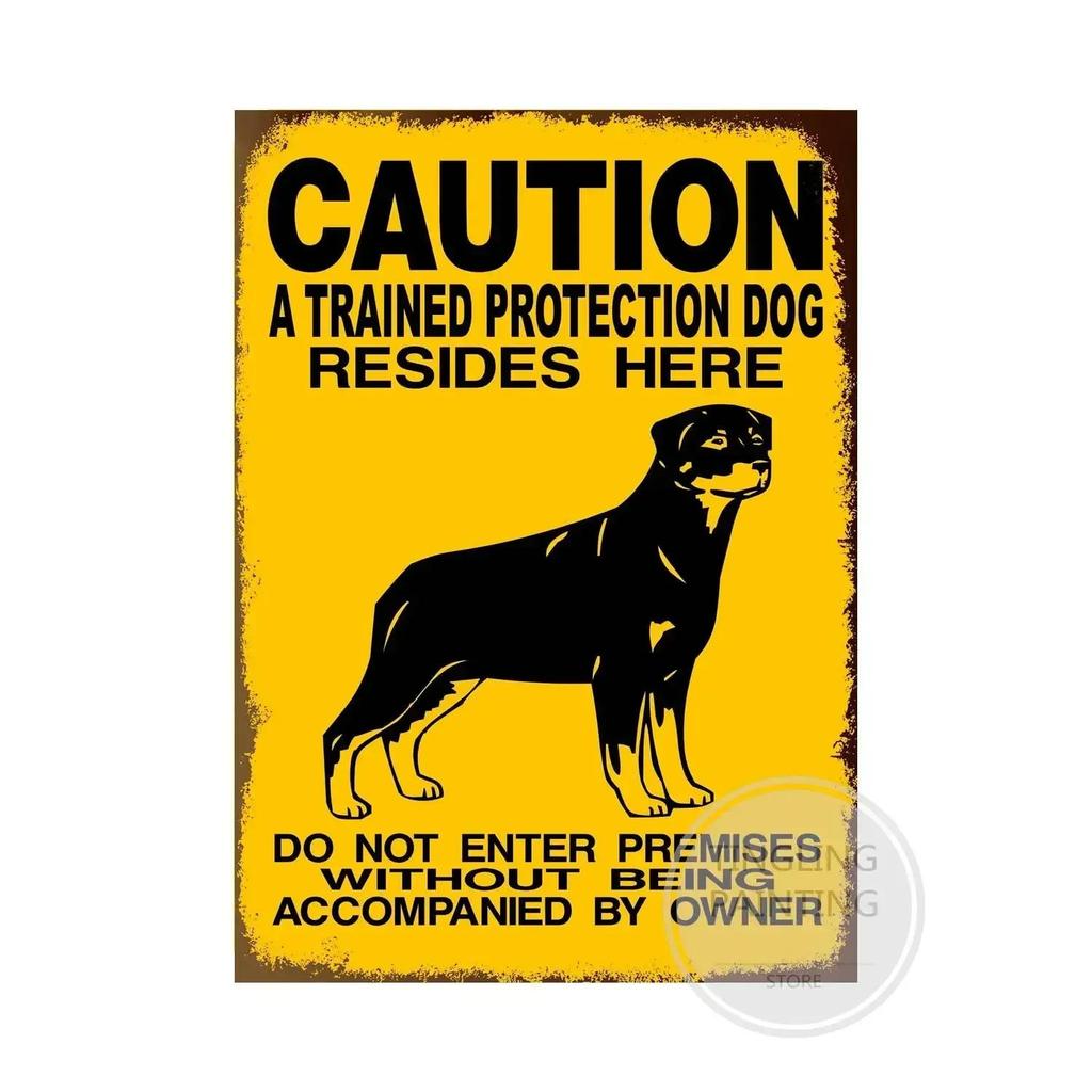 Vintage Retro Tin Signs Beware Of Dog  Metal Wall Stickers for Garden Family House Door Decoration