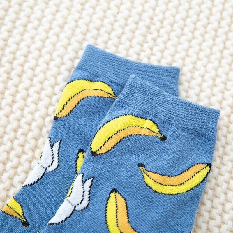 Women Socks Funny Cute Cartoon Fruits Banana Avocado Lemon Food Happy Colorful Novelty Skateboard Socks
