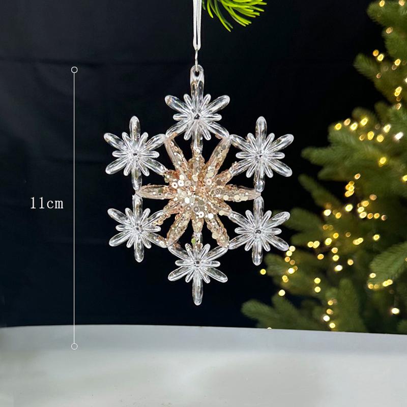 Christmas Decorations Sequined Acrylic Pendants Transparent Snowflake Pendants Christmas Tree Decorations Props