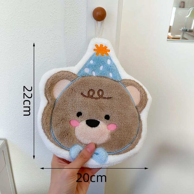Kawaii Cartoon Hand Towel Double-Layer Coral Velvet Drying Wiping Towels Hanging Style Absorbent Towel