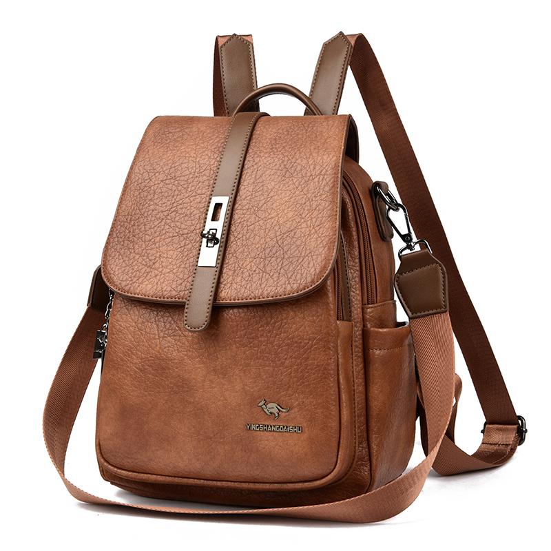 Faux Leather Backpack for Women Vintage Mini Bag with Adjustable Strap Crossbody Design