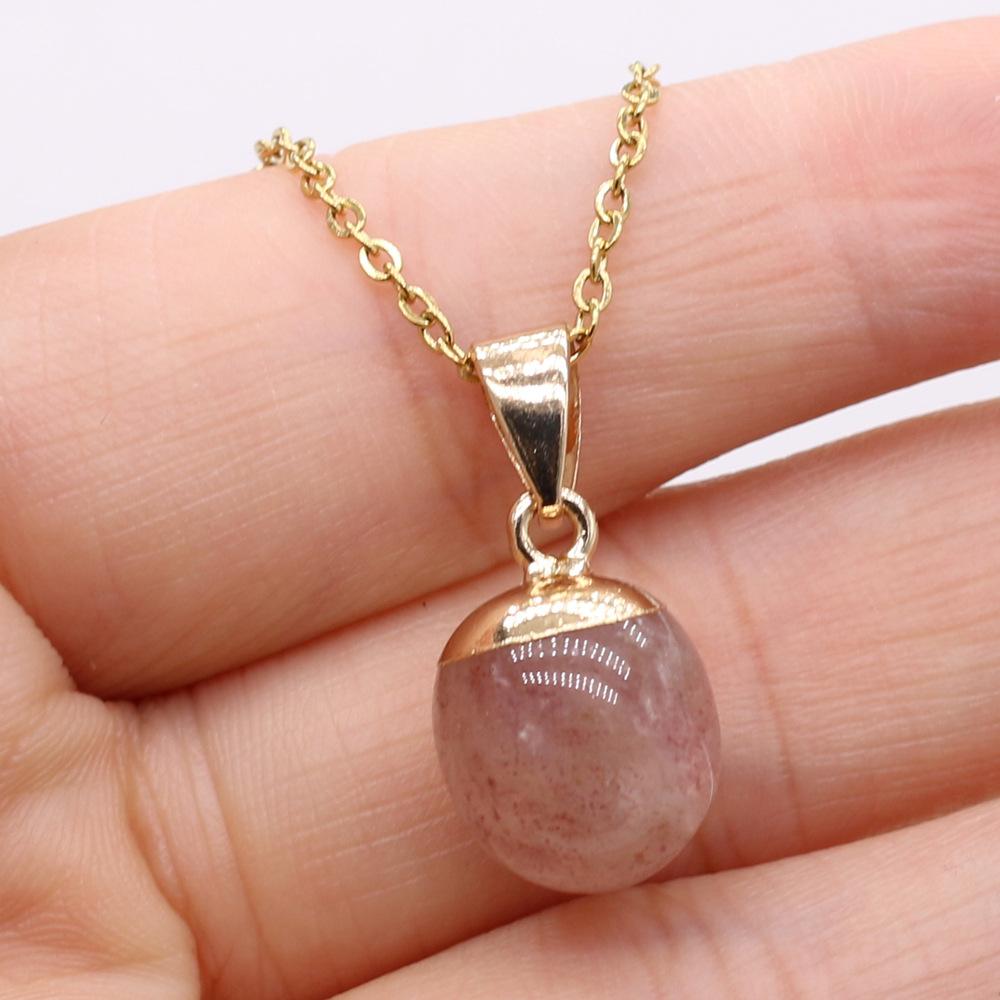 1pc Natural Stone Pendant Necklace Amethyst Pink Crystal Fashion Necklace Jewelry Gifts for Women Girls