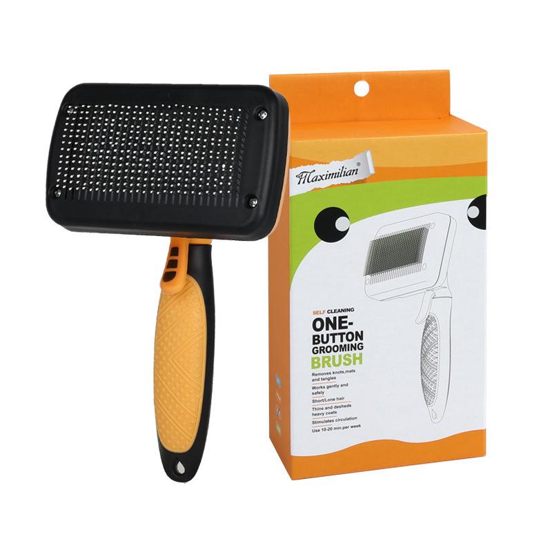 Pet Comb De-shedding & Detangling Tool for Dogs & Cats - Self-Cleaning Needle Design for Hair Removal 95702 оранжевый