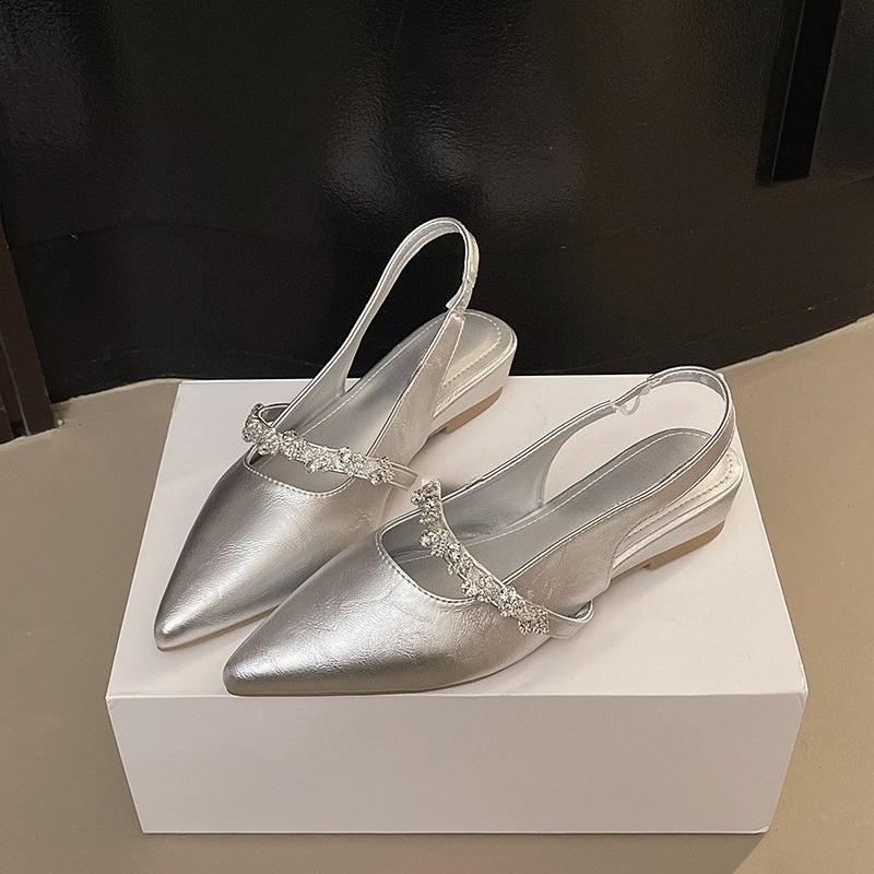 

Модные сандалии Baotou на низком каблуке, женская мода, остроносые, с мелким вырезом, с линией из пайеток, с мягкой подошвой, нескользящие, квадратный каблук 35 серебряный