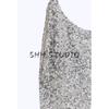Summer New Product Women's Clothes round Neck Spaghetti Strap Long Sequin Stickers Floral Decorations Intimates Type Dress 1223454