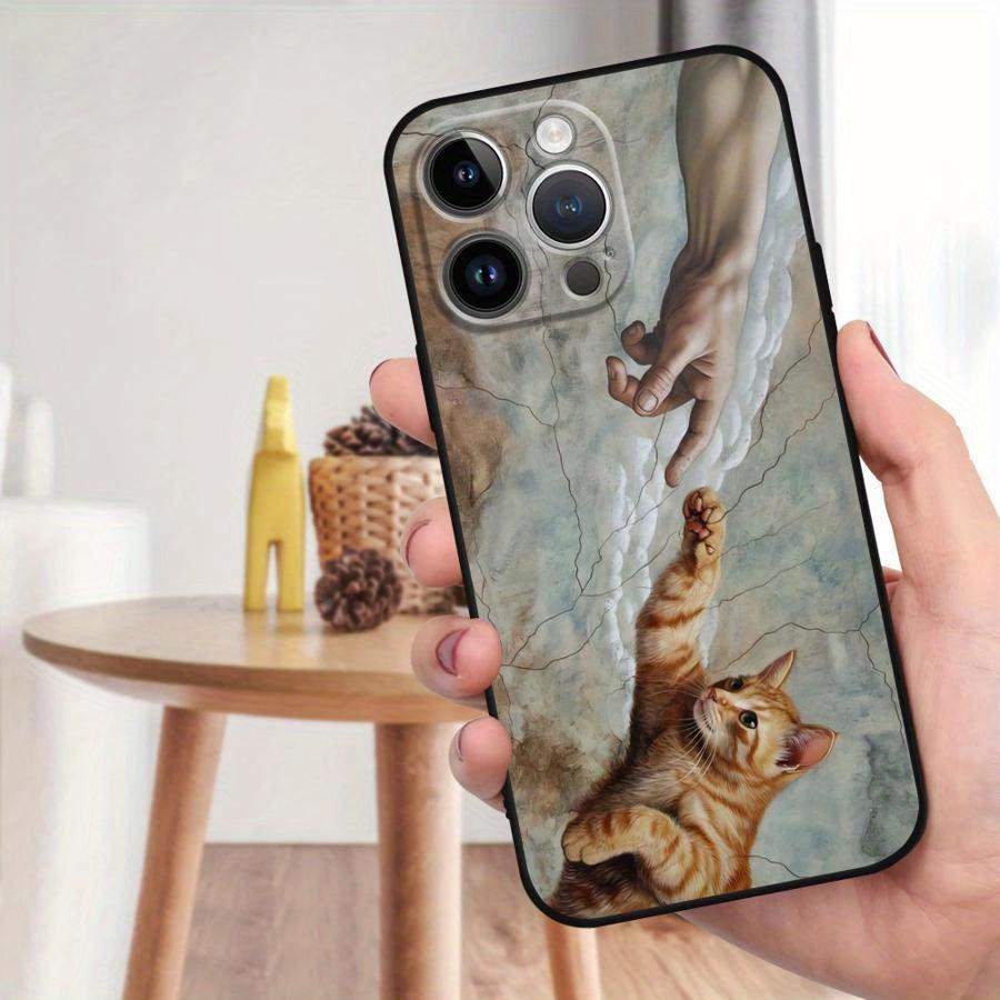 Orange Cat Pattern Phone Case Suitable for iPhone 17 16 15 14 13 12 11 Pro/Max/Plus All Inclusive Matte Black Soft