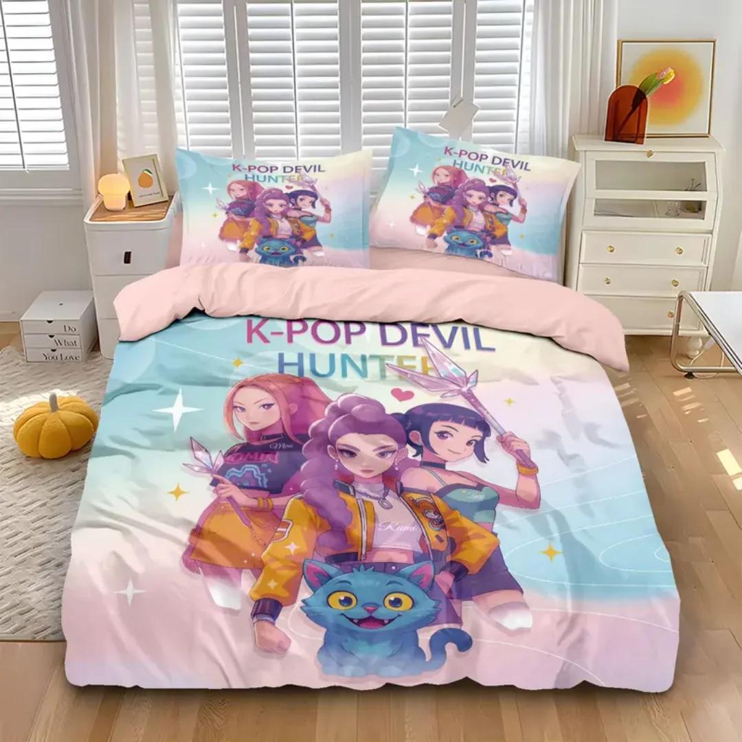 

KPop D-Demon Hunters Bedding Set Single For Kids Boys Girls Bedding Set - 2-3 Piece Comforter Quilt Duvet Cover Pillow Case Sets EU Twin(135x200cm)