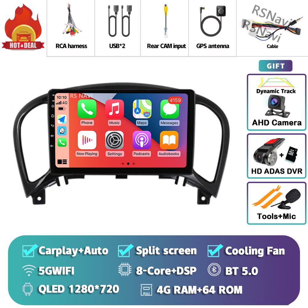 Android 14 Carplay Auto For Nissan Juke 2010 - 2014 Car Radio Player Multimedia Stereo Navigation Head Unit DSP 360 Camera GPS