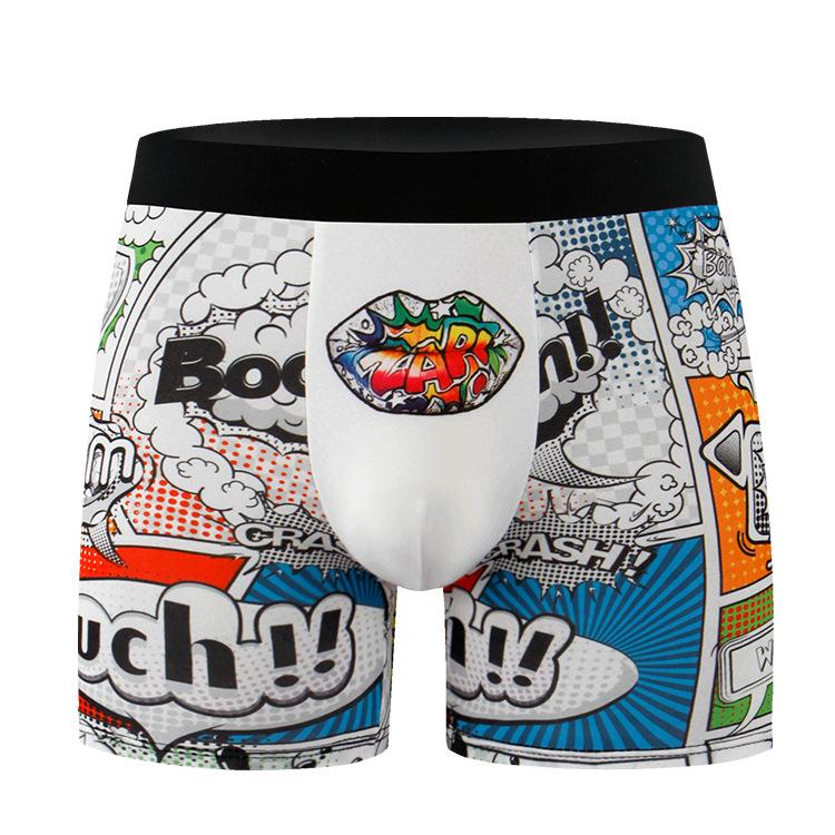 Men's Plus Size Graffiti Print Boxer Briefs - European & American Style