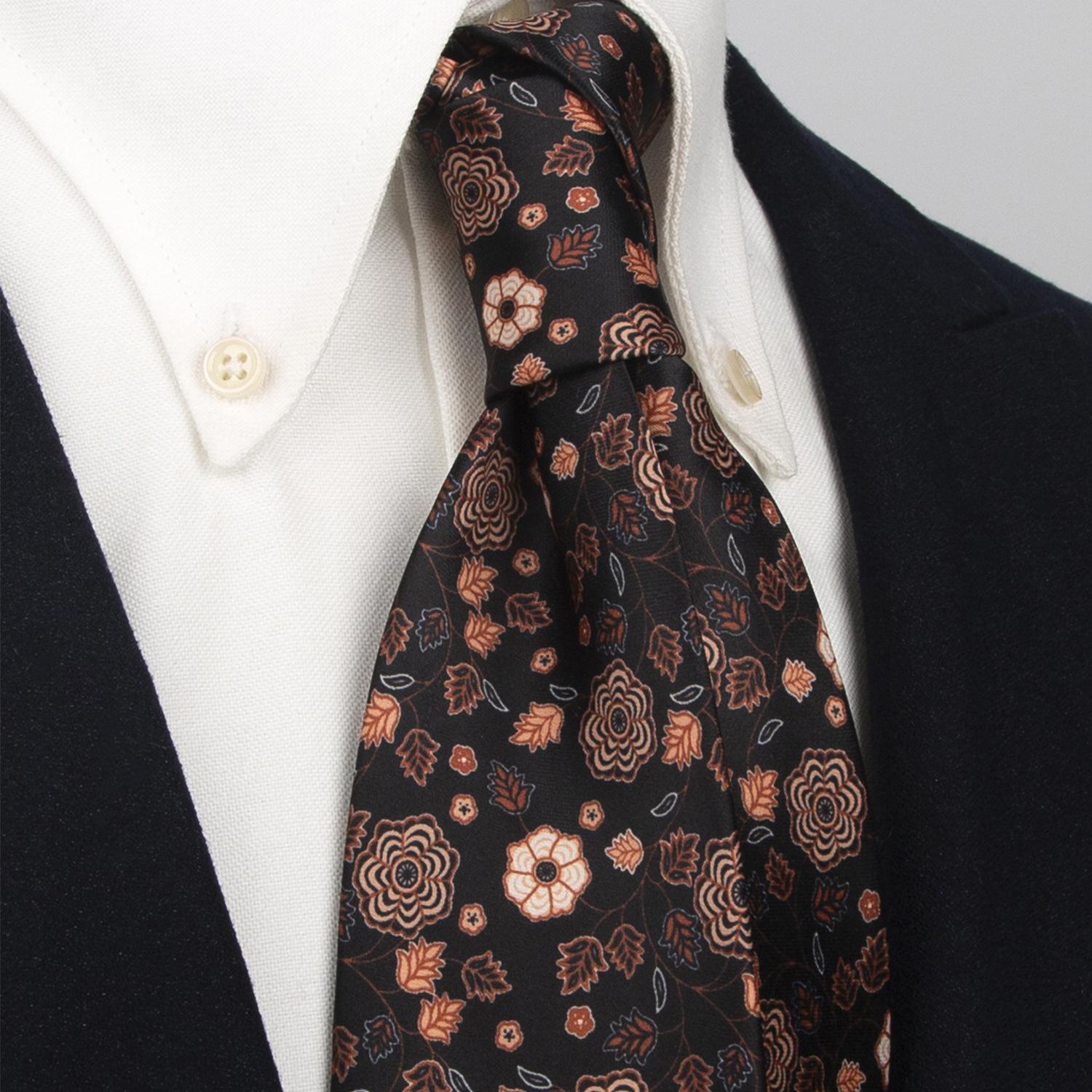 New French Romantic Style 8cm Simulated Silk Floral Dots Printed Necktie Casual Oil Painting Animal Neck Ties Handmade Brown Tie