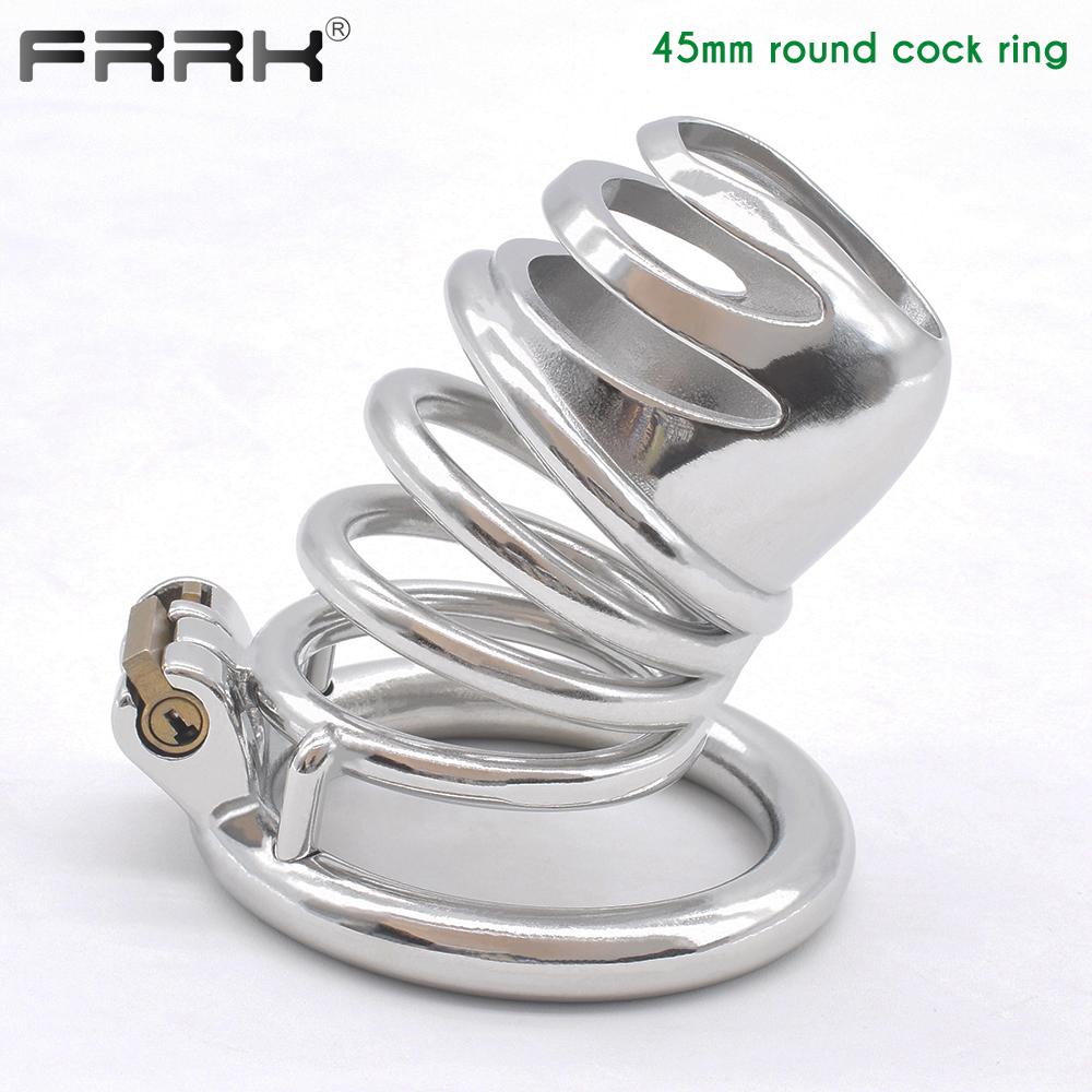 Juguetes sexuales rizados BDSM con cerradura integrada, jaula de castidad de Metal para pájaros, dispositivos de cinturón de Bondage masculino grande, fetiche, anillos para pene a medida, Juguetes