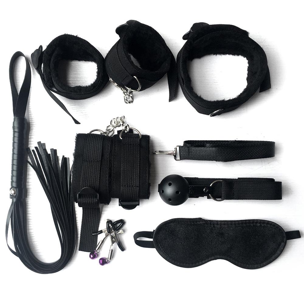 SM Fetish Bondage Erotic Toy Restraint Set Sex Toys For Women Handcuffs Whip Binding Anal Plug Vibrator Couple Sexy Tool