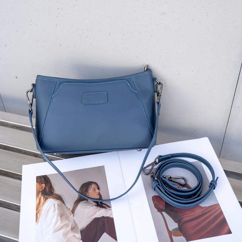Cowhide Single Shoulder Solid Color Women's Bag Women's Fashion Simple Pillow Bag Practical Solid Color Soft Leather Bag Oblique Span Bag