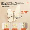 Peel And Stick Wall Hook 4PCS Butterfly Rotating Self Adhesive Hook, 3-Hook 270° Swivel Design, No Drill Mount Storage Hooks, for Hanging Towels Keys