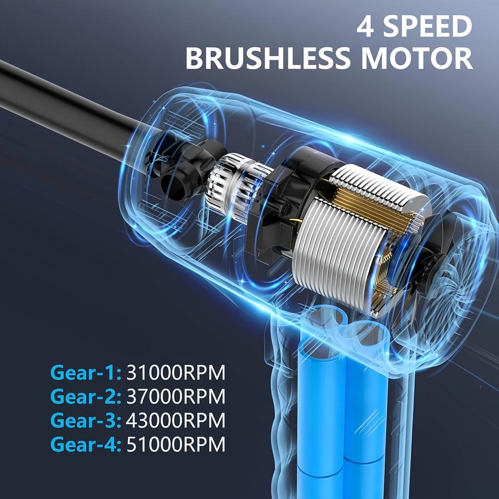 Electric Air Duster,51000 RPM 4 Speed Cordless Air Blower with LCD Display, Portable Built-in LED Light Air Dusters for Computers Keyboard Cleaner