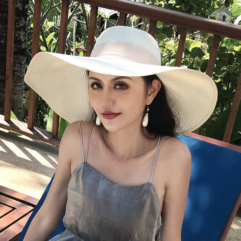 Straw hat beach big brim hat sun hat small fresh trendy girl versatile face cover sun hat