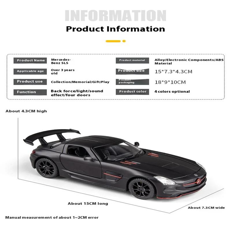 1:32 Mercedes Benz SLS AMG Supersportwagen Legierung Druckguss Modellauto Sound und Licht Kinderspielzeug Ornamente Junge Geschenk Sammlung Hobby