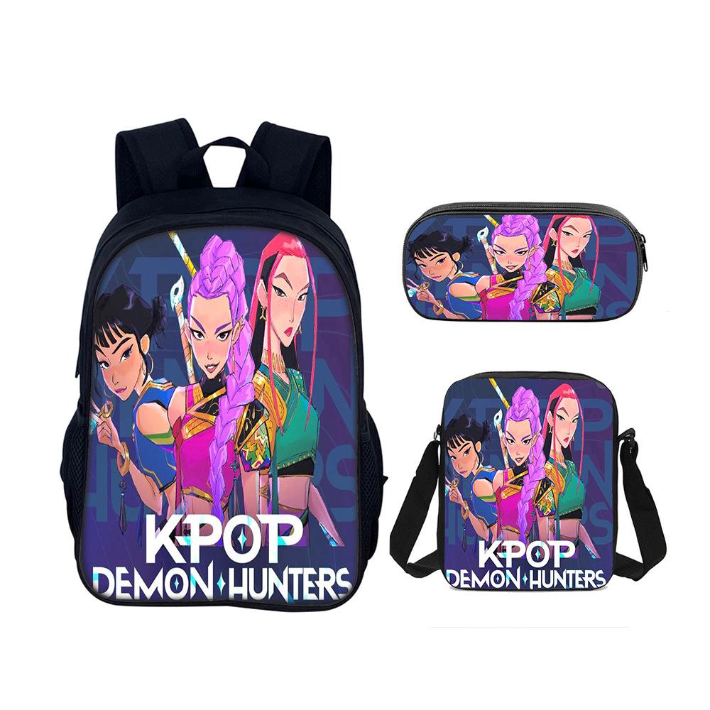 Kpop Demon Hunters Student School Bag Satchel Pencil Case Three-Piece Set Demon Hunters Backpack Set