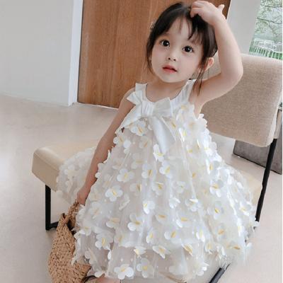 Summer Girl Mesh Princess Dress New Kids Sleeveless Butterfly Cake Dresses Elegant Girls Clothes Birthday Wedding Dress