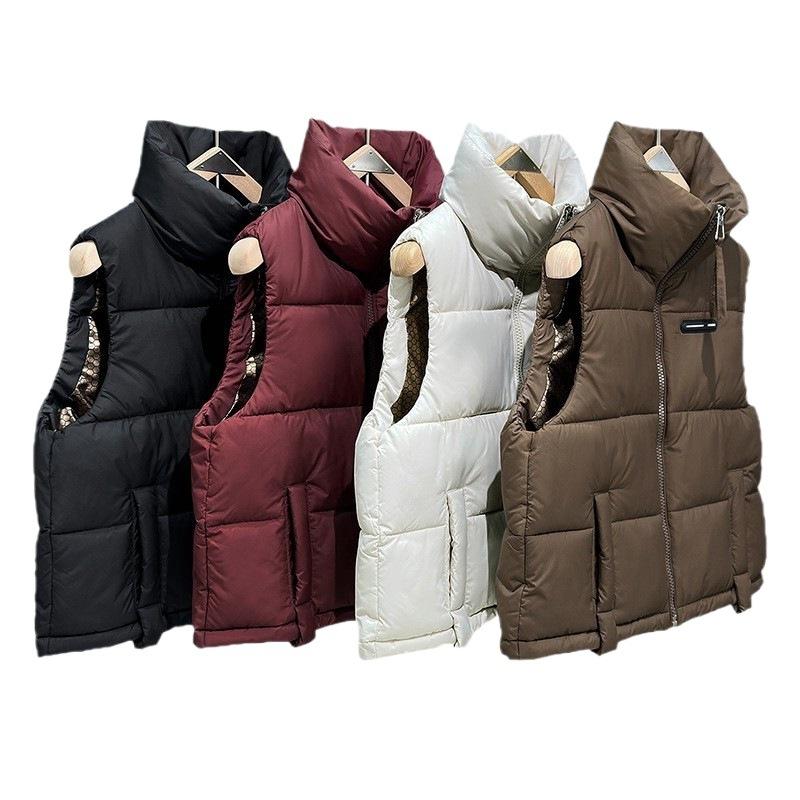 Down Cotton Vest Women's Short Autumn and Winter New Stand-up Collar Fashion Vest Vest Vest Vest Outer Wear