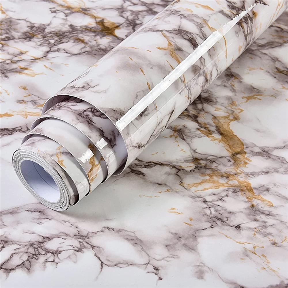 Self Adhesive Waterproof Marble Wallpaper Vinyl Film Wall Stickers Bathroom Kitchen Cupboard Room Decoration Sticky Paper Decal