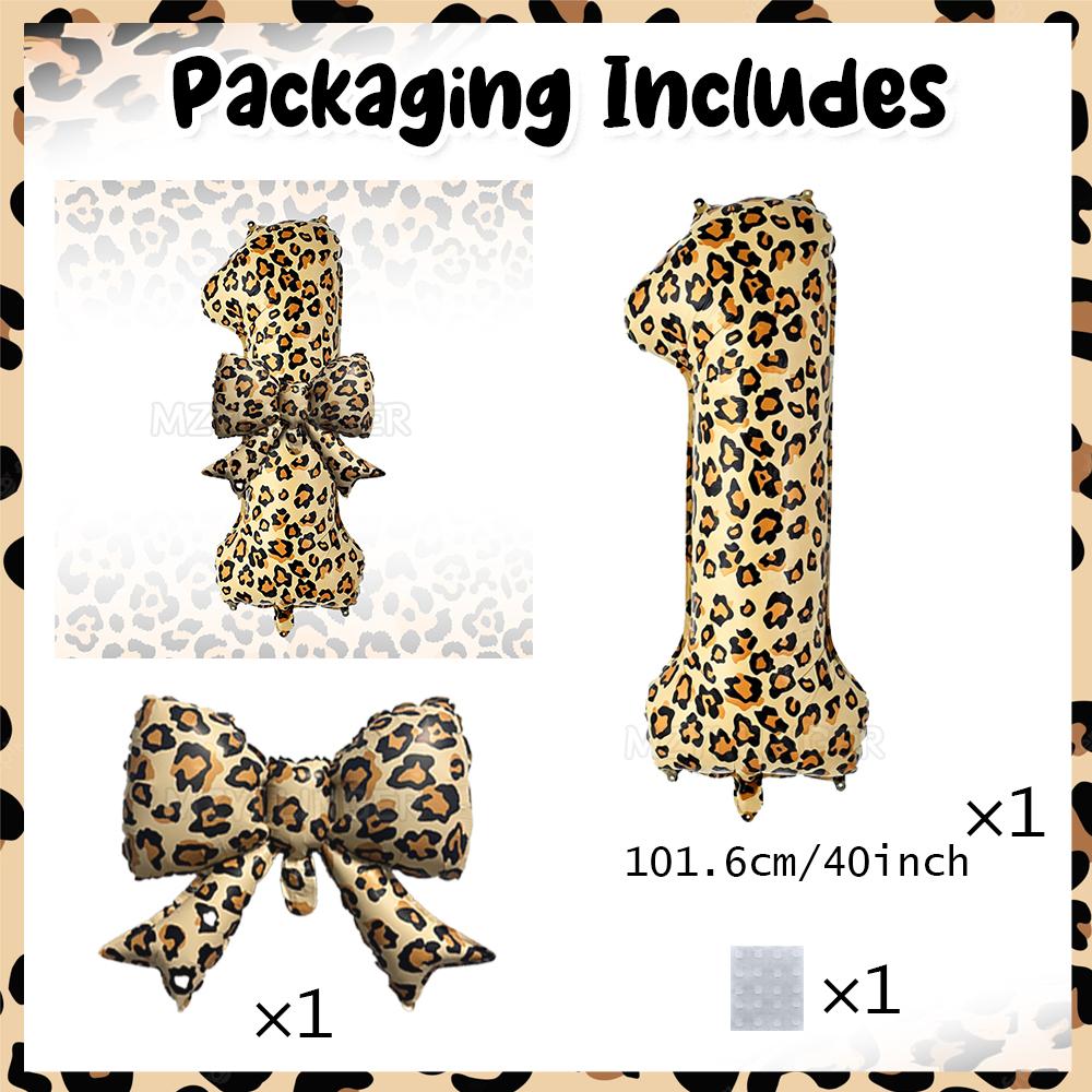 40inch leopard print digital balloon with leopard print bow balloon for leopard print themed birthday party or anniversary decor Other