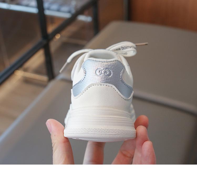 Spring 2026 Girls' Princess Sports Shoes - Lightweight, Breathable White Cartoon Leather Sneakers