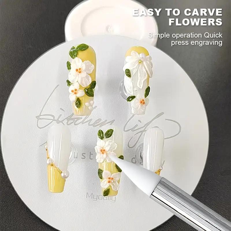 

1 шт. силиконовая кисть для дизайна ногтей, ручка для УФ-геля, кончик для 3D-изображения, инструмент для маникюра для точечной росписи