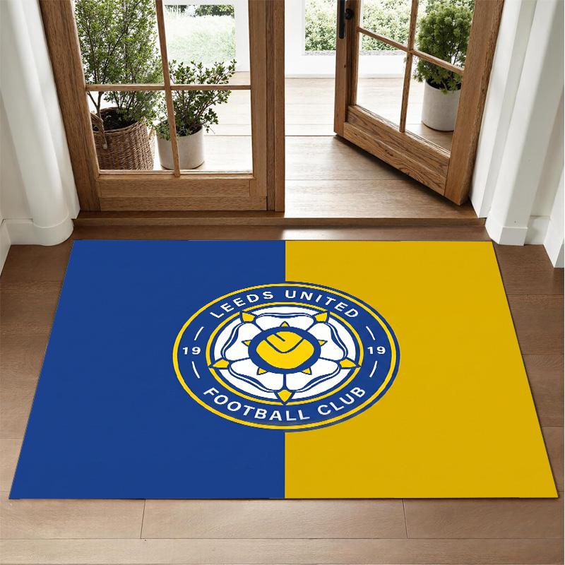 Leeds United Football Design Crystal Velvet Rug Soft Decorative Mat for Bedroom Entrance