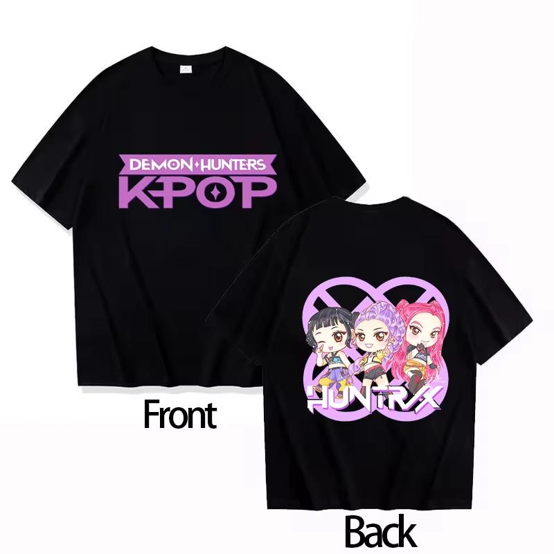 2025 Movie KPOP Demon Hunter RUMI Boys Girls T-shirt Parent-child Cotton Round Neck Women's Short Sleeve Men's Kids Summer Tops