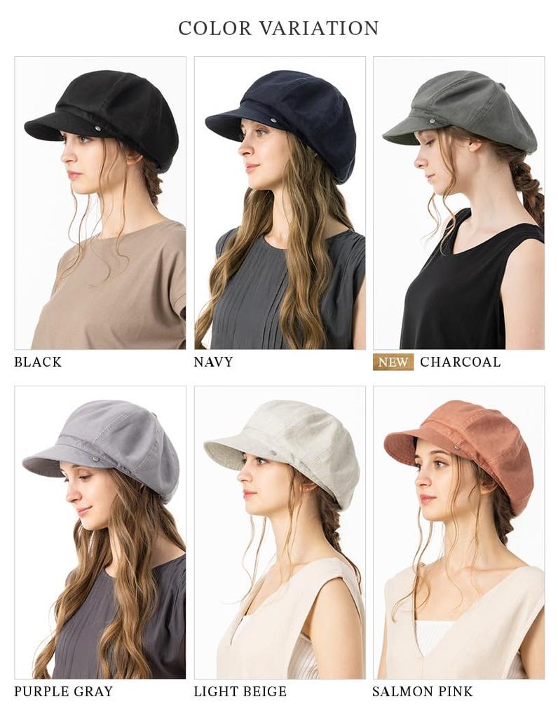 Newsboy Large Wide Cool to the SS Classical Newsboy UV Complete UV L [Loo&c] Women's Cap, Size, Brim, Touch, Linen, Cap, Protection, Blackout,