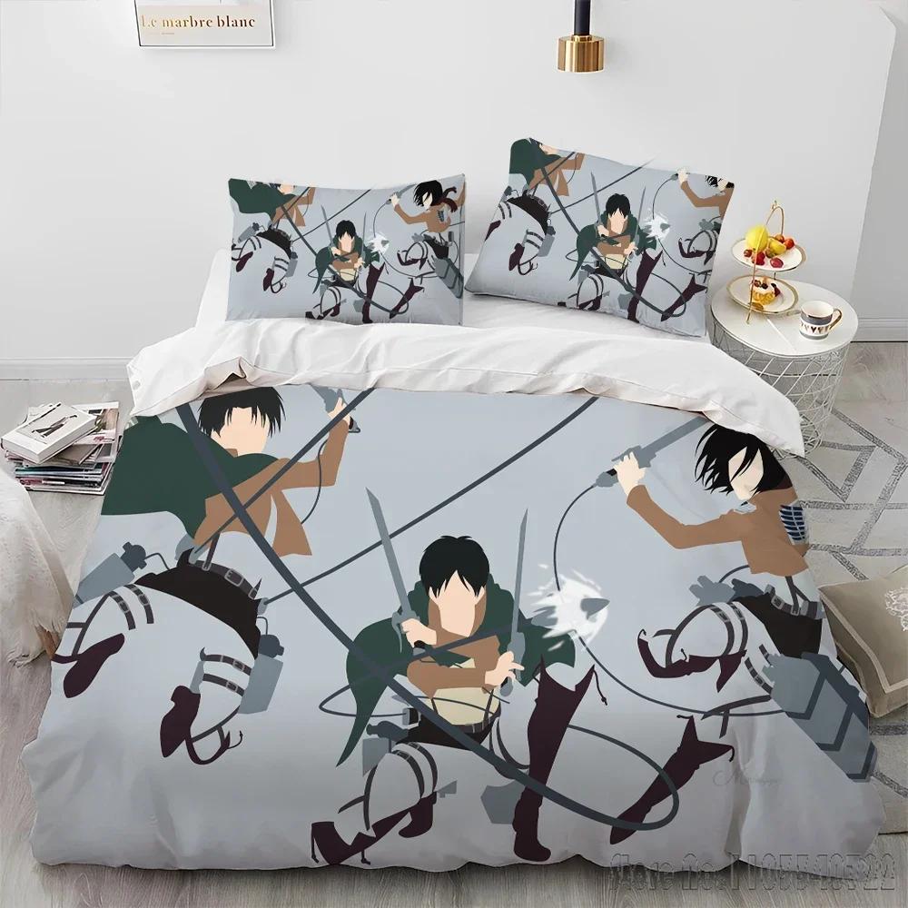 Anime Japonés Ataque a los Titanes Juego de Funda Nórdica HD Funda Nórdica para Niños Juegos de Cama Ropa de Cama Decoración de Dormitorio