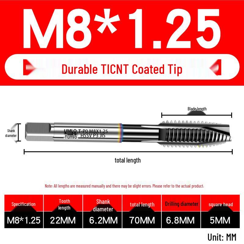 UMLO High Vanadium Spiral Tap Machine for M3-M10 Stainless Steel Tapping