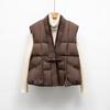 Down Vest Down Casual Autumn and Winter Light and Simple Solid Color V-neck Loose Coat